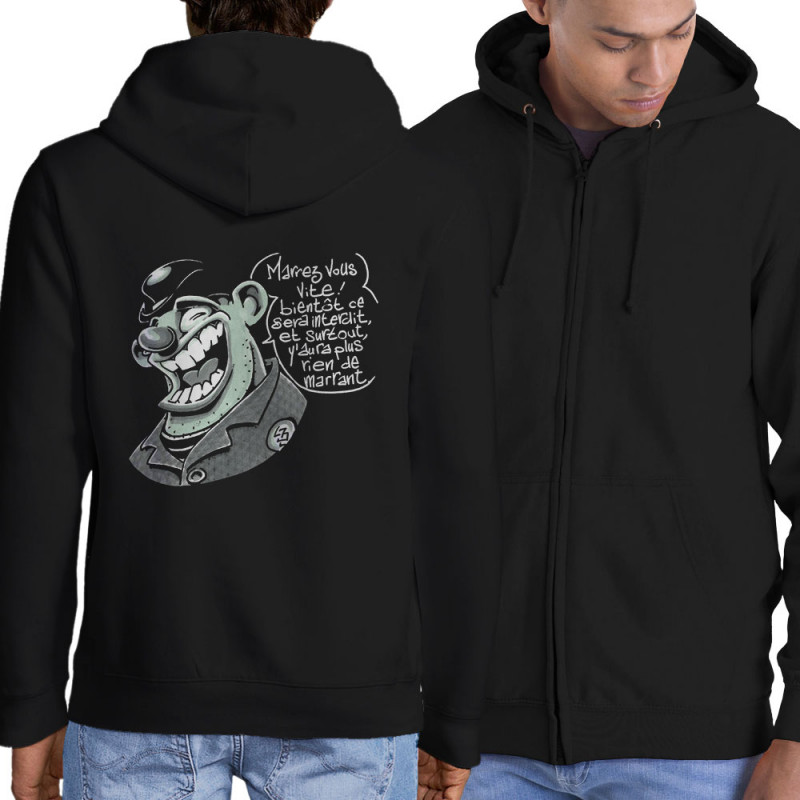 Sweat homme à capuche zippé noir Marrez-vous (Laul)