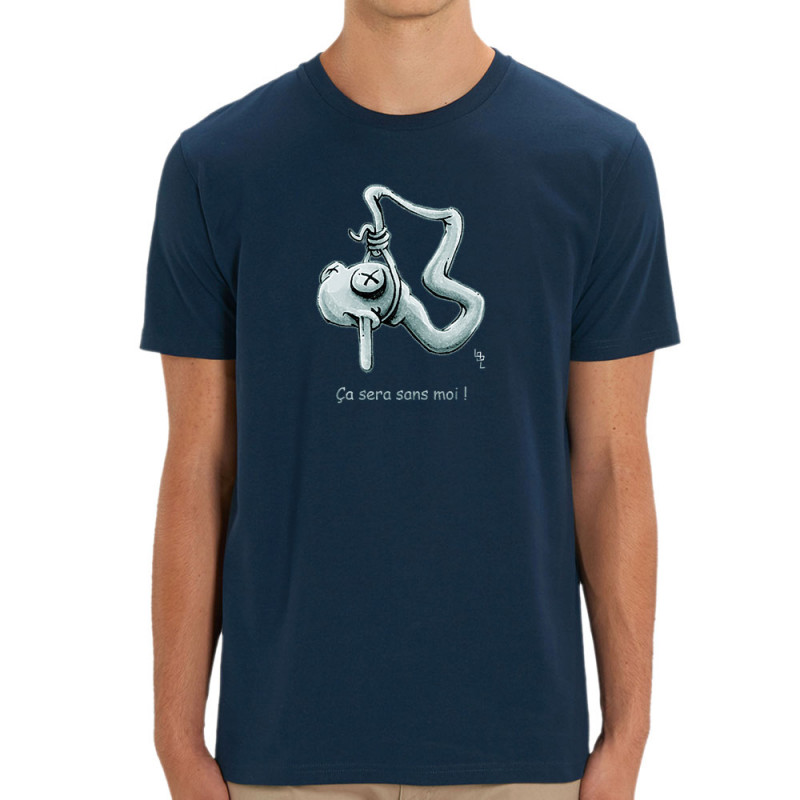 T-shirt homme coton bio bleu marine Ça sera sans moi (Laul)