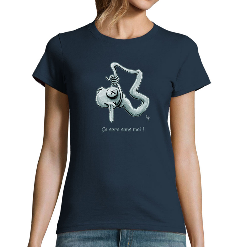 T-shirt femme bleu marine Ça sera sans moi (Laul)