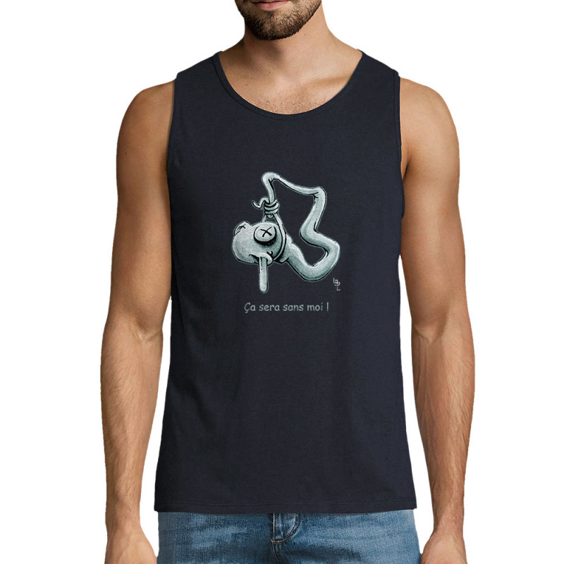 Débardeur homme bleu marine Ça sera sans moi (Laul)