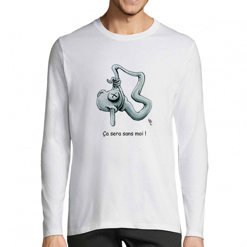 T-shirt homme manches longues blanc Ça sera sans moi (Laul)