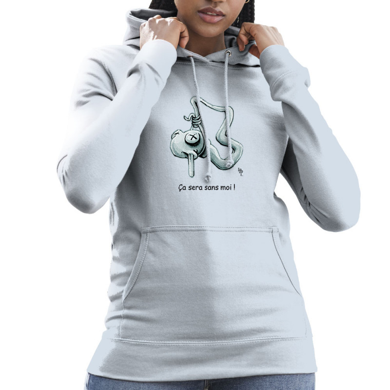 Sweat femme à capuche bleu ciel Ça sera sans moi (Laul)