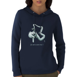 Sweat femme à capuche coton bio bleu marine Ça sera sans moi (Laul)