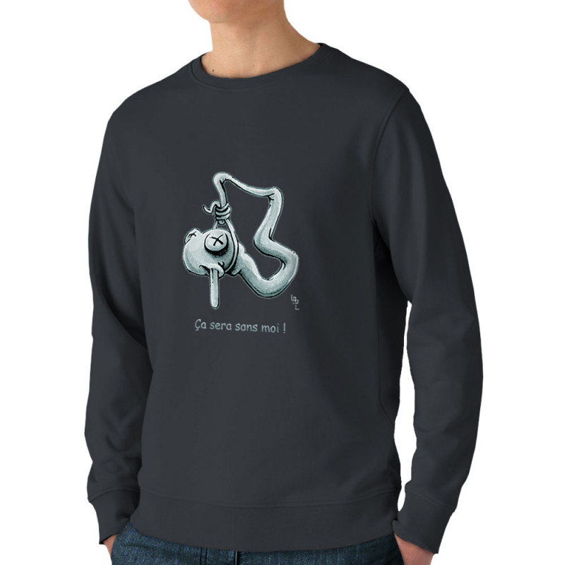 Sweat homme bio col rond gris anthracite Ça sera sans moi (Laul)