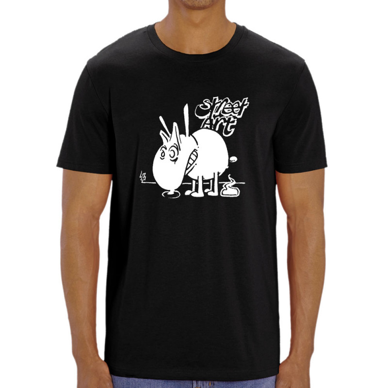 T-shirt homme coton bio noir Street Art (Laul,Animaux,Humour)