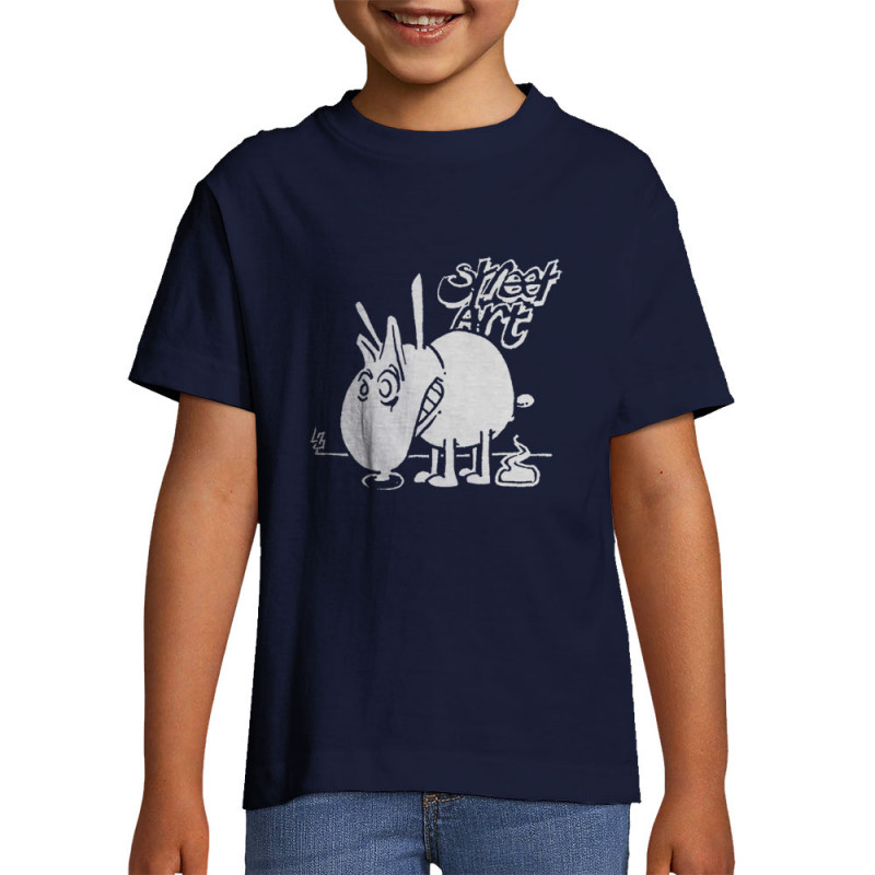 T-shirt enfant bleu marine Street Art (Laul,Animaux,Humour)