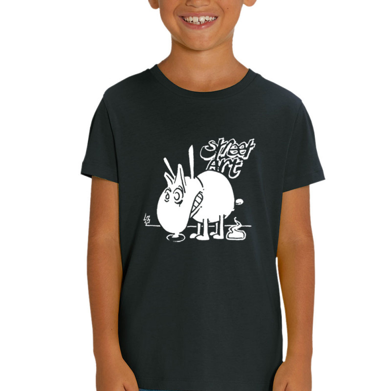 T-shirt enfant coton bio noir Street Art (Laul,Animaux,Humour)