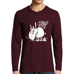 T-shirt homme manches longues bordeaux Street Art (Laul,Animaux,Humour)
