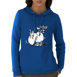 Sweat femme à capuche coton bio bleu royal Street Art (Laul,Animaux,Humour)