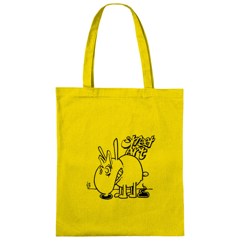 Sac shopping en toile jaune Street Art (Laul,Animaux,Humour)