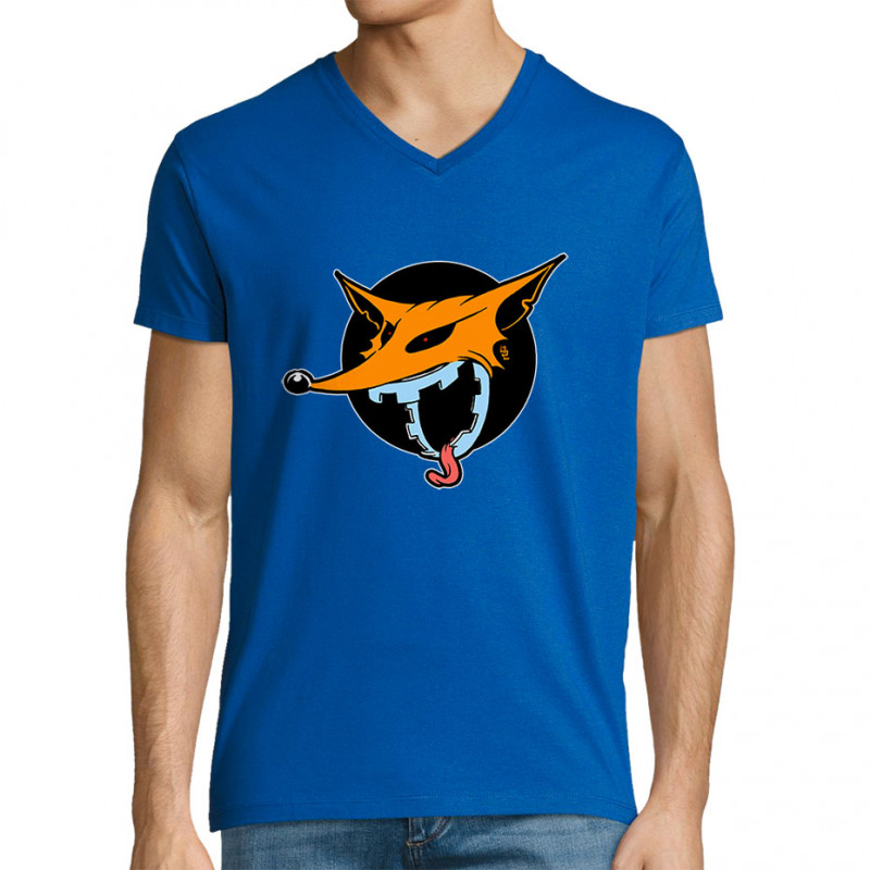 T-shirt homme col V bleu royal A belles dents (Laul,Animaux)