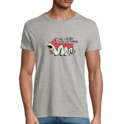 T-shirt homme coton bio gris chiné Asticot (Laul,Animaux)