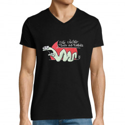 T-shirt homme col V noir Asticot (Laul,Animaux)