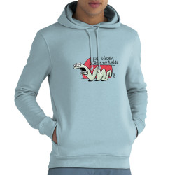 Sweat homme à capuche coton bio bleu ciel Asticot (Laul,Animaux)