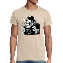 T-shirt homme coton bio naturel Mort aux cons (Laul,Slogans Débiles)