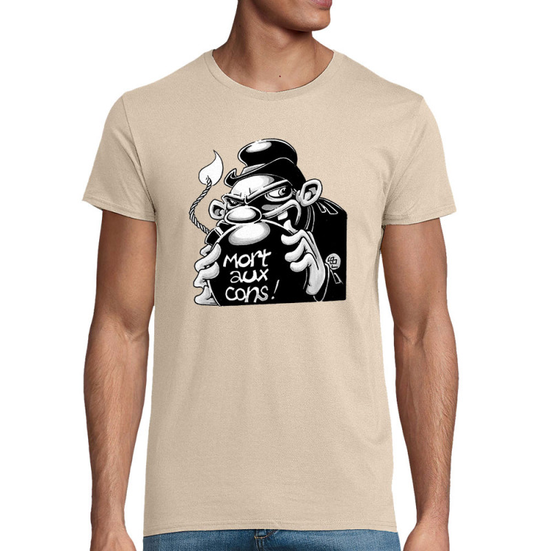 T-shirt homme coton bio naturel Mort aux cons (Laul,Slogans Débiles)