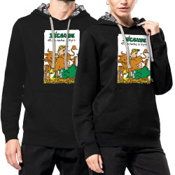 Sweat capuche à motifs unisexe noir et têtes de mort mexicaines Bécassine et la vache à 5 pis (Laul,Animaux,Humour)