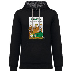 Sweat capuche à motifs unisexe noir et têtes de mort mexicaines Bécassine et la vache à 5 pis (Laul,Animaux,Humour)