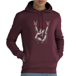 Sweat homme à capuche coton bio bordeaux Oh Yeah (Ted Boundy,Rock & Punk)