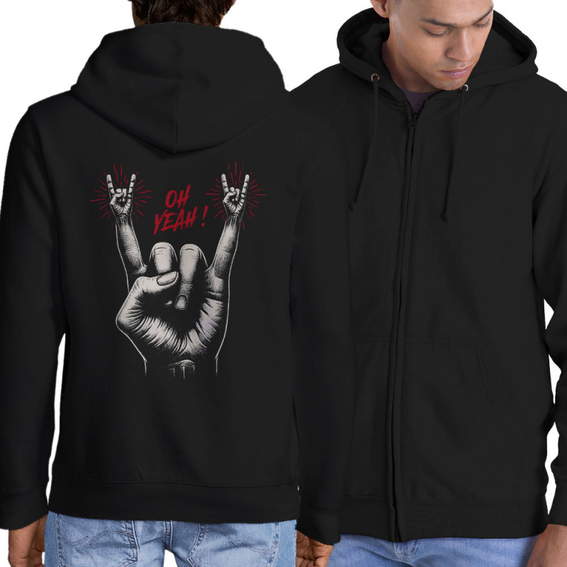 Sweat homme à capuche zippé noir Oh Yeah (Ted Boundy,Rock & Punk)