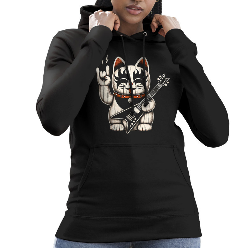 Sweat femme à capuche noir Manekiss Neko (Ted Boundy,Animaux,Chats,Rock & Punk)