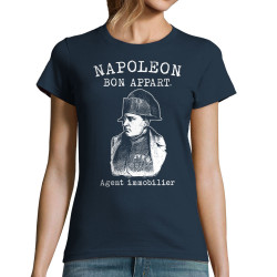 T-shirt femme bleu marine Napoléon Bon appart Agent immobilier (Gondrax,Humour)
