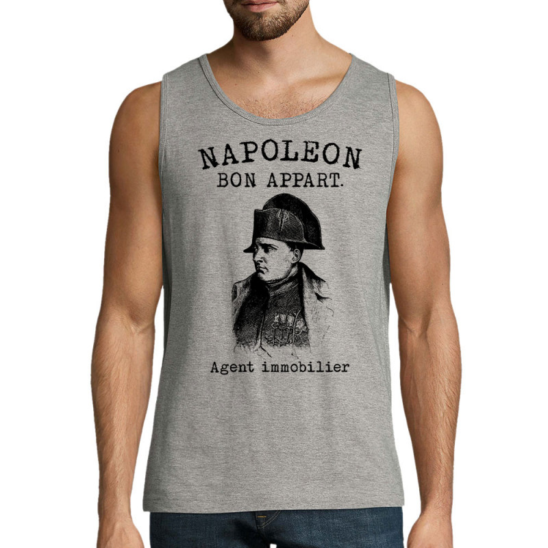 Débardeur homme gris chiné Napoléon Bon appart Agent immobilier (Gondrax,Humour)