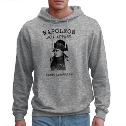 Sweat homme à capuche gris chiné Napoléon Bon appart Agent immobilier (Gondrax,Humour)