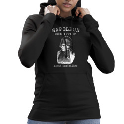 Sweat femme à capuche noir Napoléon Bon appart Agent immobilier (Gondrax,Humour)