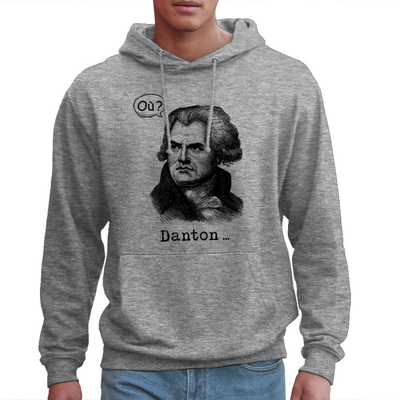 Sweat homme à capuche gris chiné Danton (Gondrax,Humour)