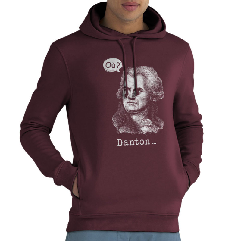 Sweat homme à capuche coton bio bordeaux Danton (Gondrax,Humour)