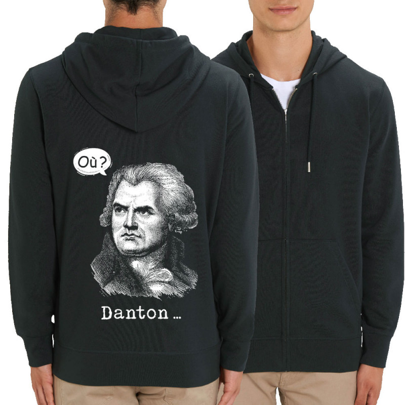 Sweat homme zippé à capuche coton bio noir Danton (Gondrax,Humour)