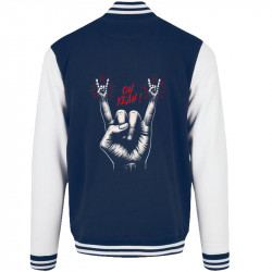 Teddy baseball en molleton bleu marine et blanc Oh Yeah (Ted Boundy,Rock & Punk)