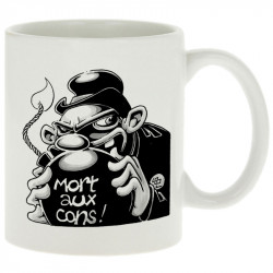 Mug blanc Mort aux cons (Laul,Slogans Débiles)