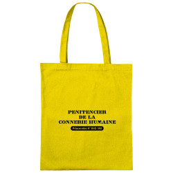 Sac shopping en toile jaune Pénitencier de la connerie humaine Prisonnier (Gondrax,Slogans engagés)