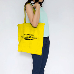 Sac shopping en toile jaune Pénitencier de la connerie humaine Prisonnier (Gondrax,Slogans engagés)