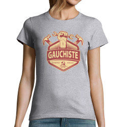 T-shirt femme gris chiné Gauchiste entreprise familiale (Andy,Slogans Débiles)