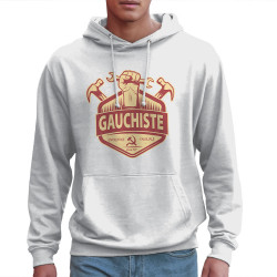 Sweat homme à capuche blanc Gauchiste entreprise familiale (Andy,Slogans Débiles)