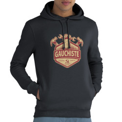 Sweat homme à capuche coton bio gris anthracite Gauchiste entreprise familiale (Andy,Slogans Débiles)