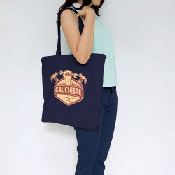 Sac shopping en toile bleu marine Gauchiste entreprise familiale (Andy,Slogans Débiles)