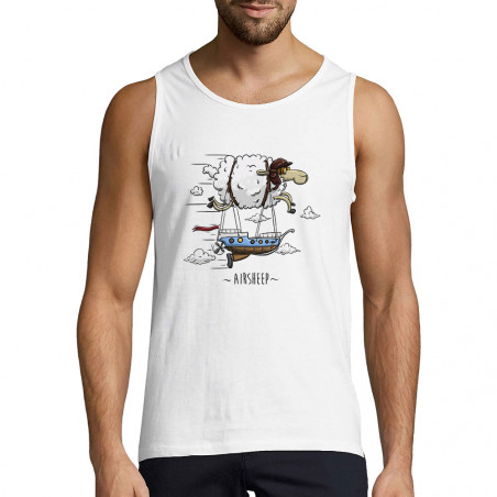 Débardeur homme blanc Airsheep (Mr Mouton,Animaux)