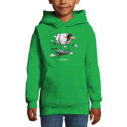 Sweat enfant à capuche vert prairie Airsheep (Mr Mouton,Animaux)