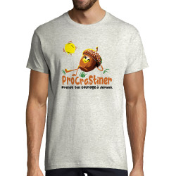 Tee-shirt homme blanc chiné Procrastiner (Zewa,Humour)