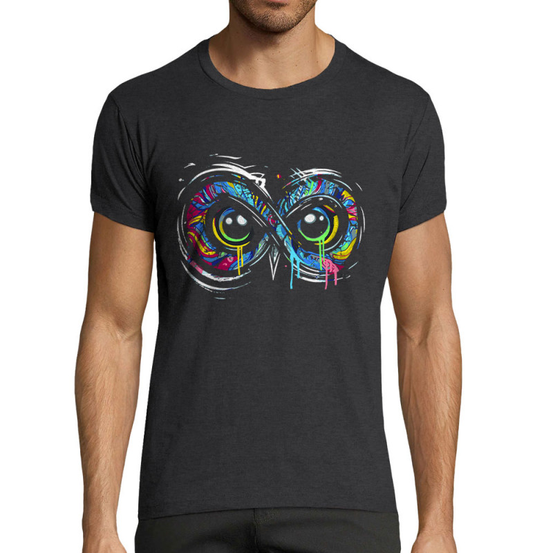 T-shirt homme fit gris anthracite chiné Infiniment chouette (Zewa,Animaux)