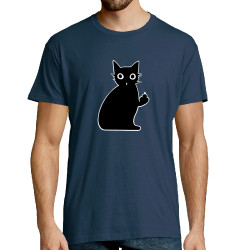 Tee-shirt homme bleu denim Chat fuck (Zewa,Animaux,Chats)