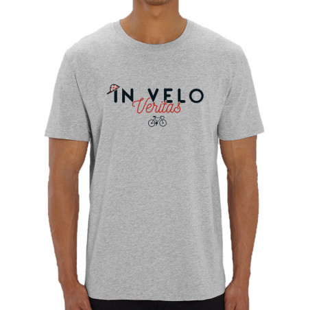 T-shirt homme coton bio gris chiné In vélo veritas (Ptit Mytho,Vélo)