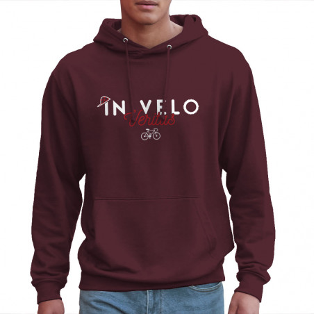 Sweat homme à capuche bordeaux In vélo veritas (Ptit Mytho,Vélo)