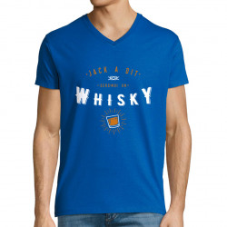 T-shirt homme col V bleu royal Jack a dit sers-moi un whisky (Ptit Mytho,Alcool)