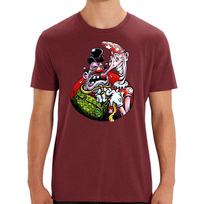 T-shirt homme coton bio bordeaux Cravate (Laul)