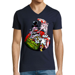 T-shirt homme col V bleu marine Cravate (Laul)